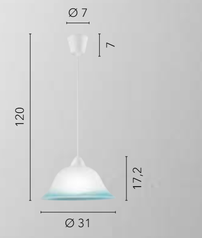 Sospensione per cucina in vetro a campana con bordi colorati in diversi colori 1XE27 non incl. SETTECENTO Sospensione per cucina in vetro a campana con bordi colorati in diversi colori 1XE27 non incl. SETTECENTO
